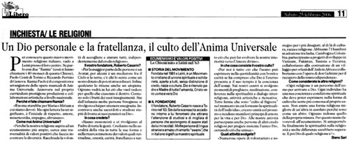 L'articolo del Dott. Steno Sari su Libero