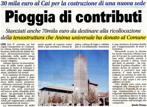 L’articolo de Il Canavese sulla donazione di Anima Universale al Comune di Leini L’articolo de Il Canavese sulla donazione di Anima Universale al Comune di Leini