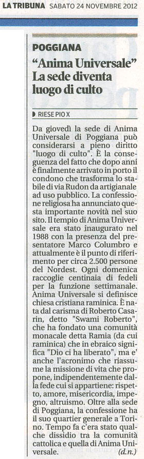 La Tribuna di Treviso del 24/11/2012 La Tribuna di Treviso del 24/11/2012