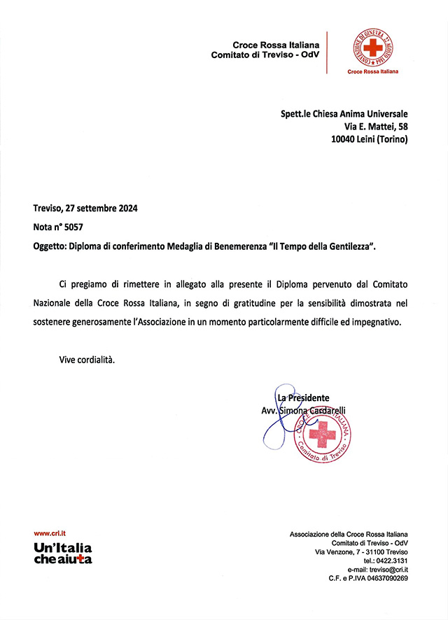 La lettera di conferimento